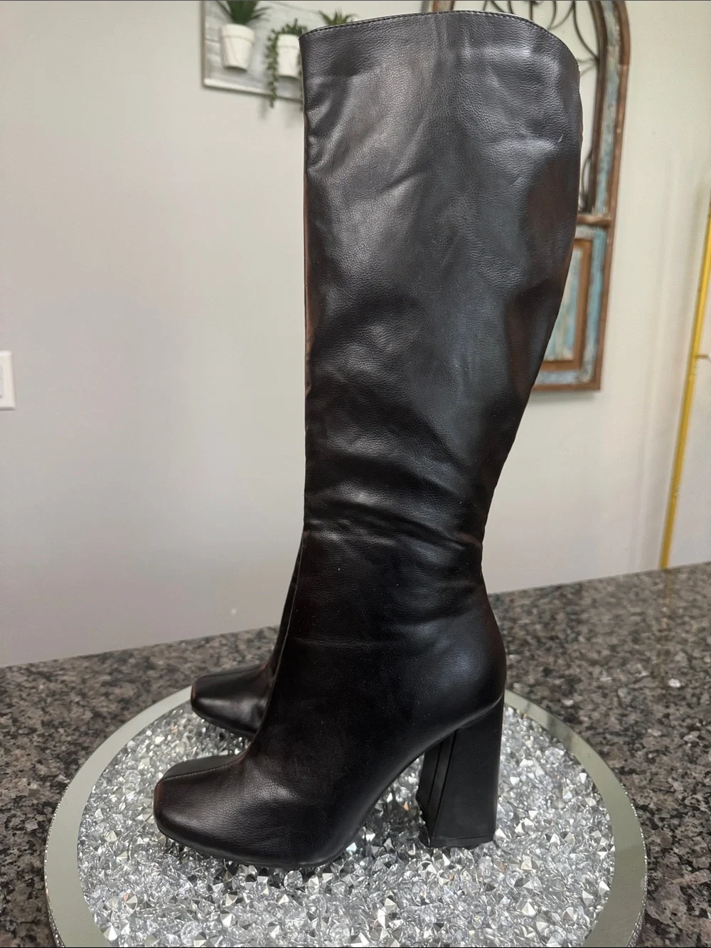 SHEIN Black Over-the-Knee Block Heel Boots NWOT 8